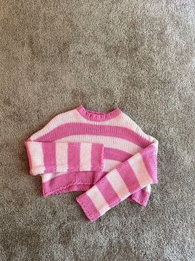 Cropped Pink Striped Sweater